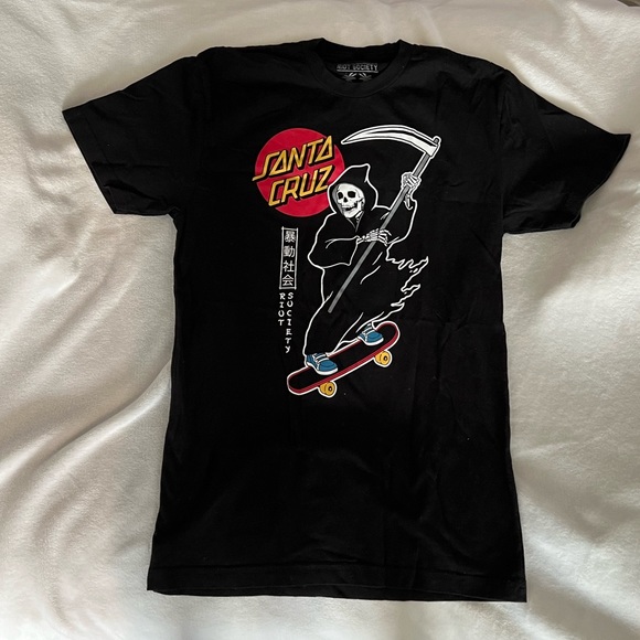 🛹💀 Santa Cruz Skate Shop Riot Society Short Sleeve Black T-shirt - Picture 3 of 7